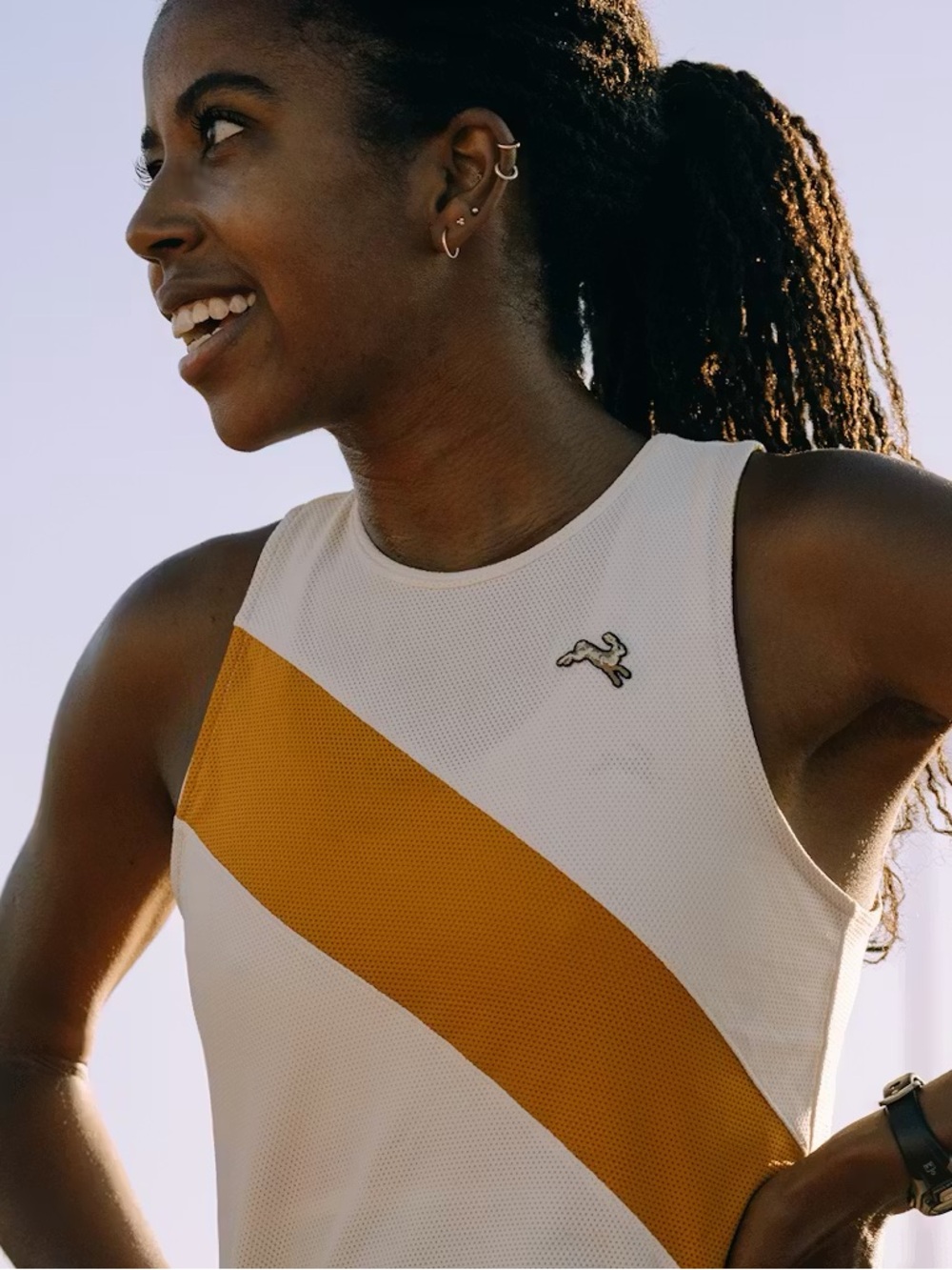 Tracksmith Van Cortlandt Running Mesh Singlet Yellow Cream XS